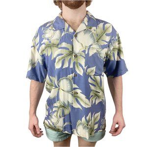 Bachrach Blue Floral Hawaiian Short Sleeve size XL